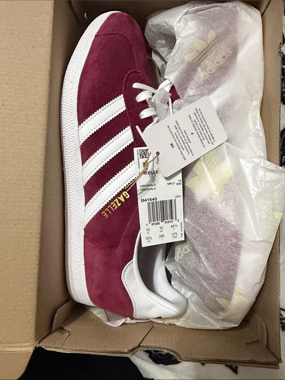 adidas Gazelle Suede Sneakers - Burgundy & White